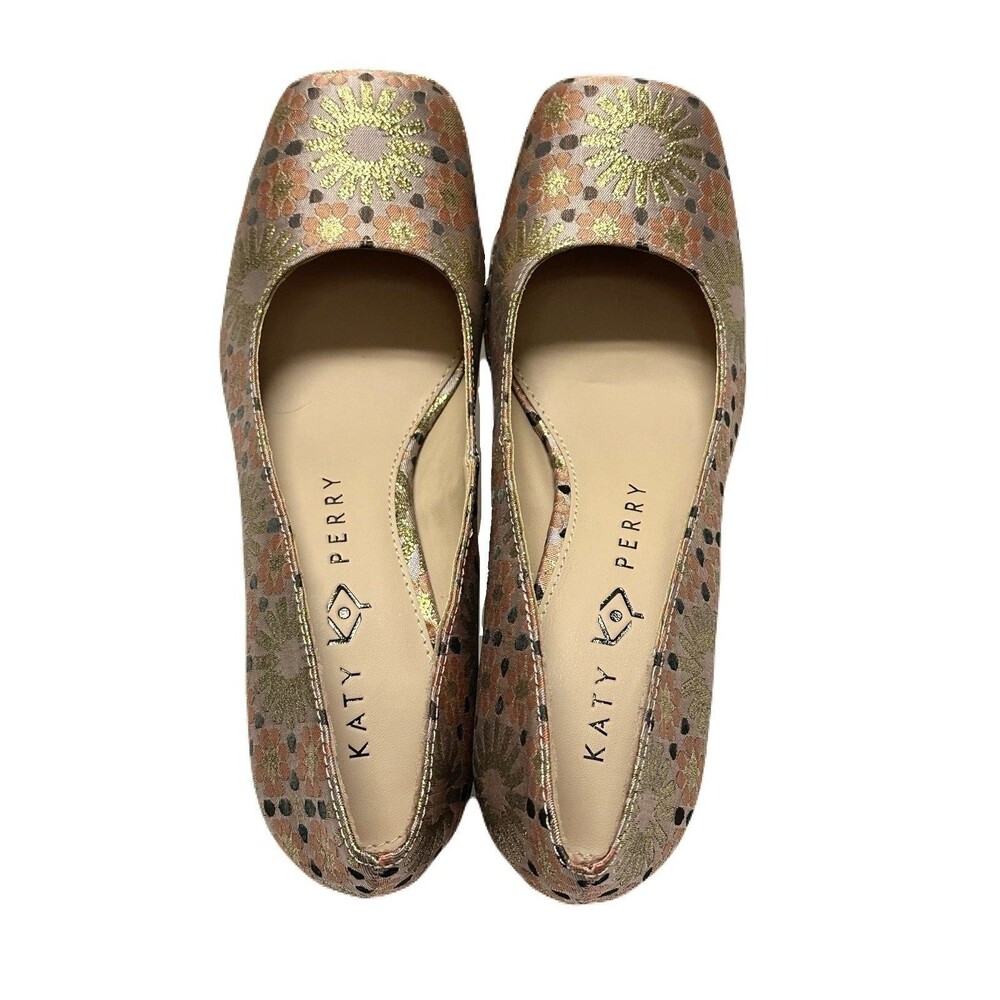 NEW Katy Perry Uplift Womens Size 6 Butterscotch & Gold Floral Platform Pump - Picture 6 of 9